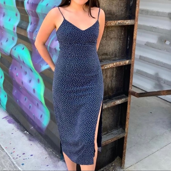 SOLD Abercrombie & Fitch Navy Side Slit Midi Dress - Picture 4 of 5